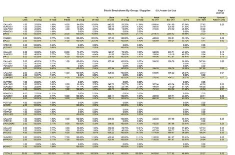 Stock Analysis by Group & Supplier Report